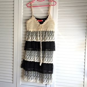 Lace & Crochet Cream & Black Dress